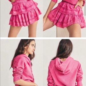 LOVESHACKFANCY pink tie dye skirt